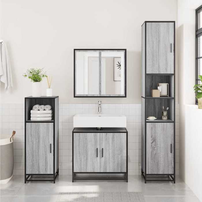 vidaXL Armoire de lavabo de salle de bain sonoma gris 65x33x60 cm meuble de lavabo de salle de bain meuble de salle de 849267