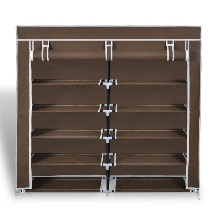 SALE 2025Armoire à chaussures - MOOD - Commode à Chaussures - avec housse 115 x 28 x 110 cm Tissu Marron Chill3994006