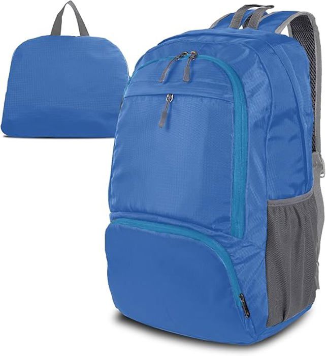 Sac à dos léger pliable et pliable imperméable et respirant pour camping en plein air randonnée voyage école bleu