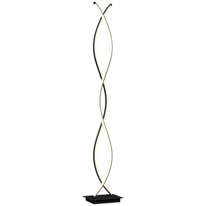 Lampadaire sur pied salon HOMCOM 3 niveaux de luminosité réglables - double spirale - interrupteur à pied - noir