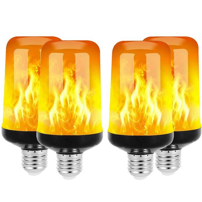 Ampoules à flamme pour usage extérieur ampoules à bougie ampoule à flamme LED ampoule à flamme vacillante（Jaune 4pcs）
