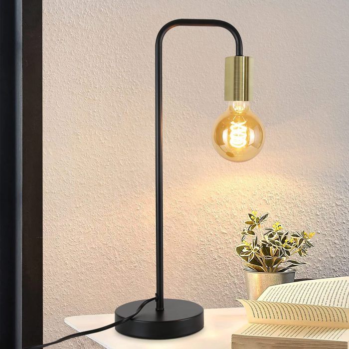 Homefire lampe de table Vintage lampe de chevet salon - noir or industriel E27 lampe de table enfants dans chambre veilleuse