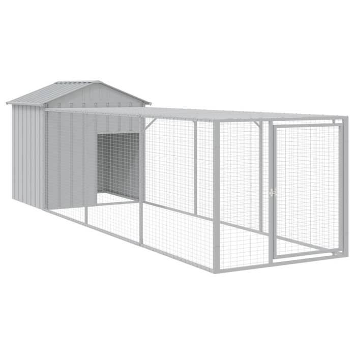 Comparer les prix de Poulailler enclos cage poules avec cour clair 117 x 405 x 123 cm acier galvanise gris