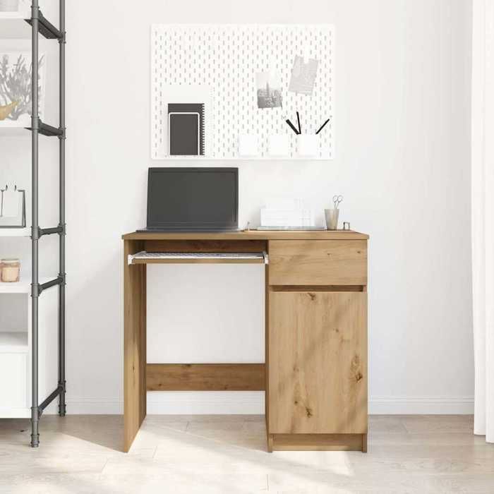 Elégant Bureau - chêne artisanal - 86x49x76 cm - bois dingénierie - Table GamingBureau Domicile &2133381