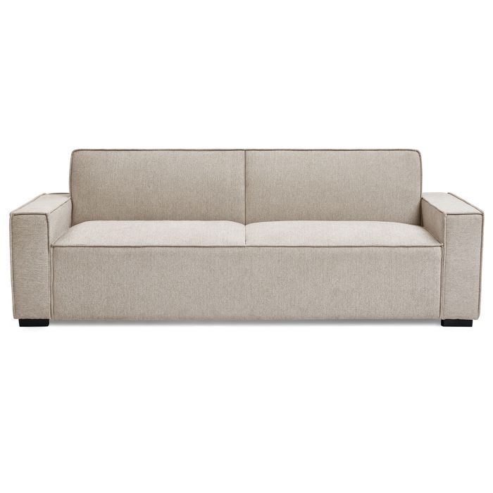 MENZZO Canapé convertible clic-clac 3 places Pikado Tissu effet lin Taupe clair -L228 x P91 x H82 cmSurface de couchage : 100 MENZZO Canapé convertible clic-clac 3 places Pikado Tissu effet lin Taupe clair -L228 x P91 x H82 cmSurface de couchage : 100