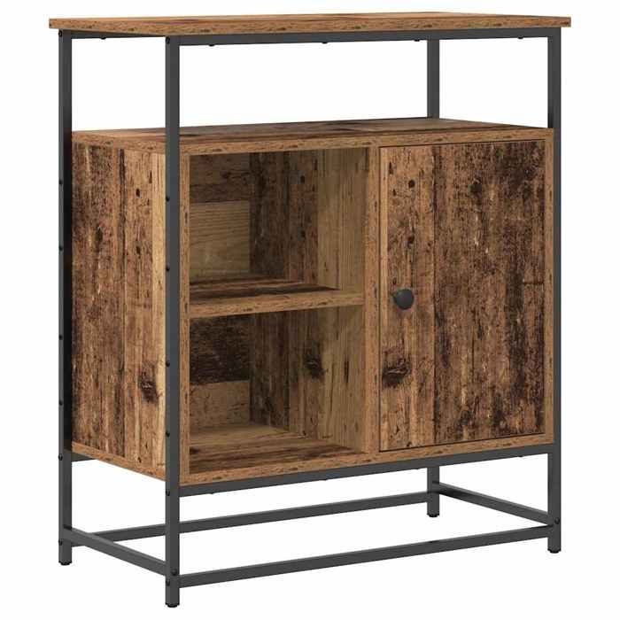 YUN@Buffet Bas Bahut Armoire Commode Sidebord en vieux bois 69x35x80 cm en - bois dingénierie et en acier @929@