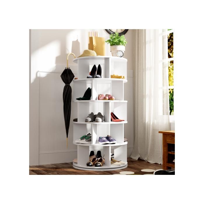 Étagère à Chaussures rotative à 5 Niveaux Organisateur de Rangement de Chaussures tournant à 360° étagère à Chaussures