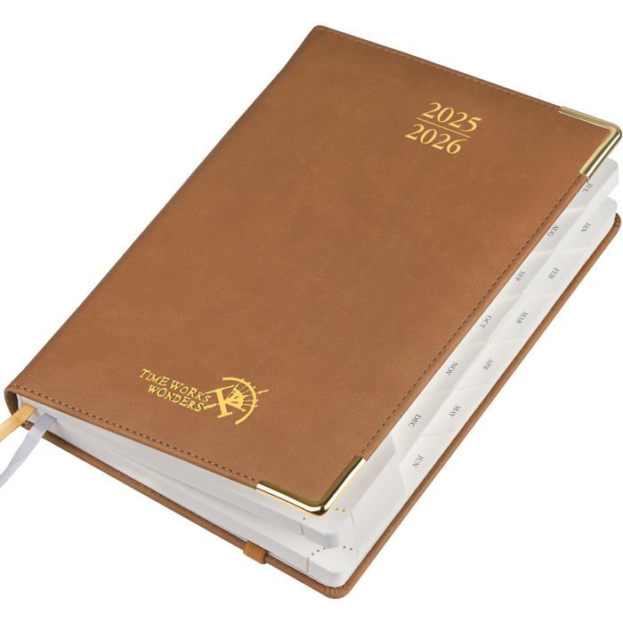 Agenda Journalier 2026 A5 - Janvier à Décembre - 1 Page Par Jour - Couverture Souple PU - Marron