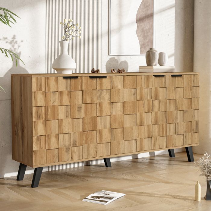 Buffet Moderne 4 Portes - Design Pratique et Gain de Place pour Salon Chambre et Salle à Manger
