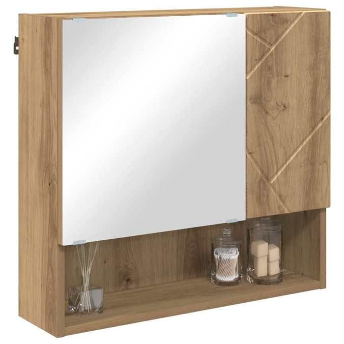 Armoire miroir murale - vidaXL - Chêne artisanal - 59x17x55 cm - Grand espace de stockage - Avec miroir - Avec porte