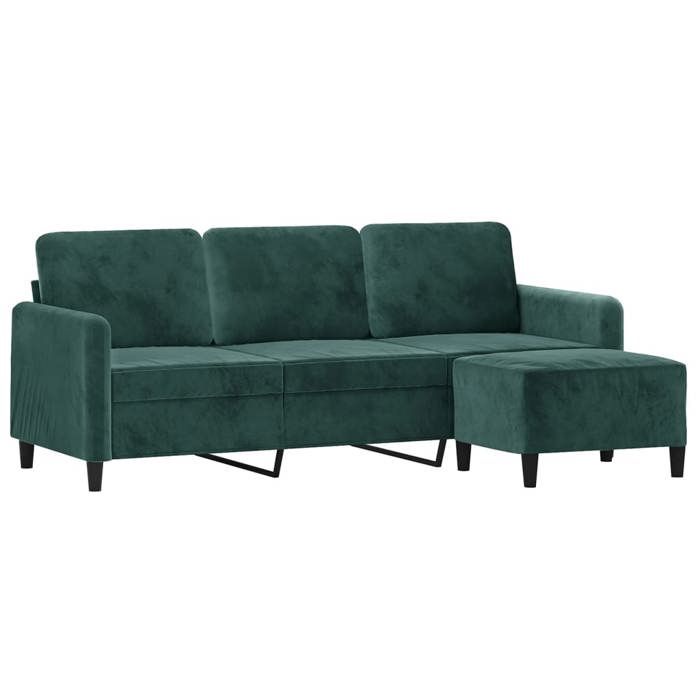 Canapé 3 places avec repose-pieds - MANGO - Velours - Vert foncé - 180 cm - 198x77x80 cm - Repose-pied inclus Canapé 3 places avec repose-pieds - MANGO - Velours - Vert foncé - 180 cm - 198x77x80 cm - Repose-pied inclus