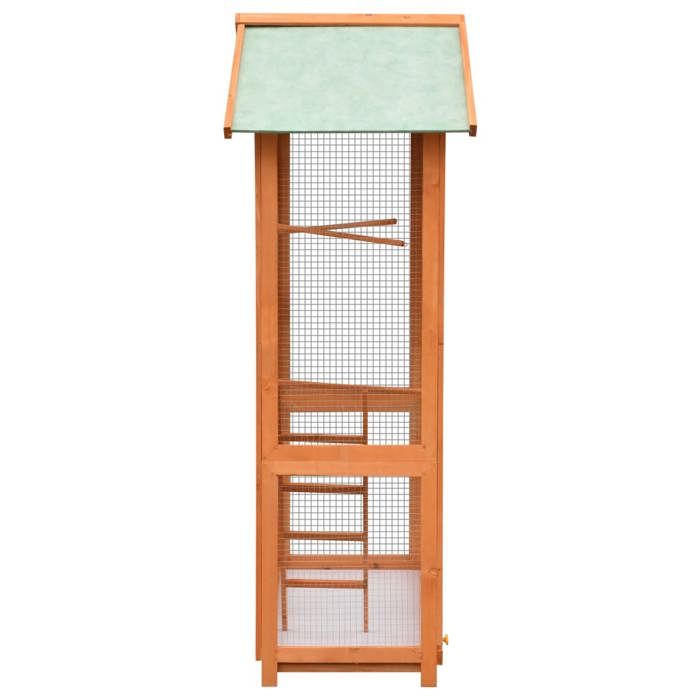 Cage à oiseaux en bois - WIENS - 1255x595x164 cm - Pin massif - Bois de sapin - Marron et vert