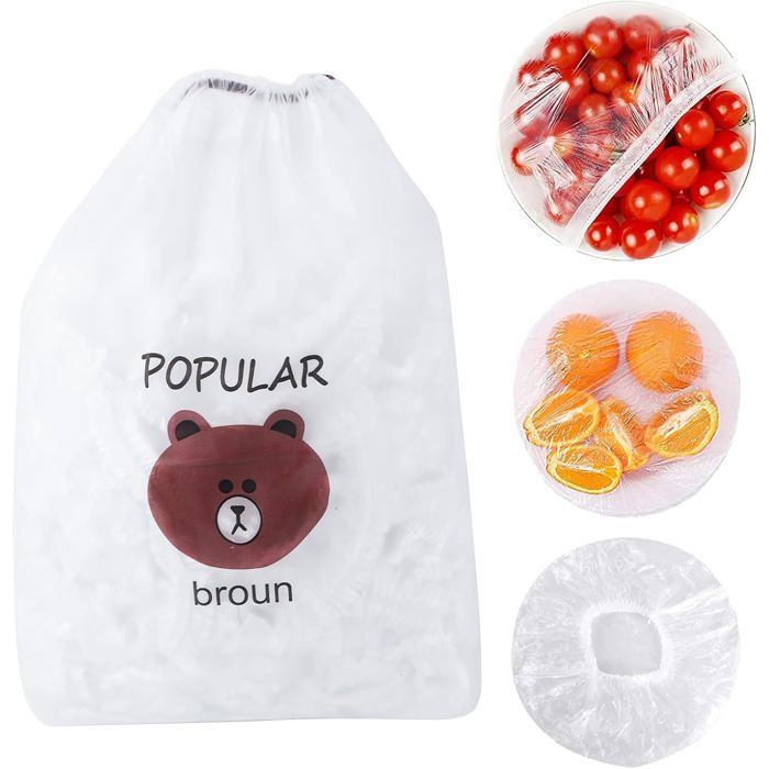 300 sachets de film alimentaire avec élastique hermétiques pour aliments extensibles et adaptés aux bols pour