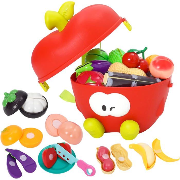 Ensemble de Jouets de Cuisine avec Sac à Dos en Forme de Pomme,Cuisine Enfant Ensemble Comprend des Fruits et légumes en Plastique et d'autres Accessoires,Cadeaux pour garçons et Filles Ensemble de Jouets de Cuisine avec Sac à Dos en Forme de Pomme,Cuisine Enfant Ensemble Comprend des Fruits et légumes en Plastique et d'autres Accessoires,Cadeaux pour garçons et Filles