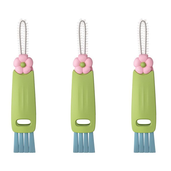 Brosse de nettoyage 3 en 1 pour couvercles de tasses portable