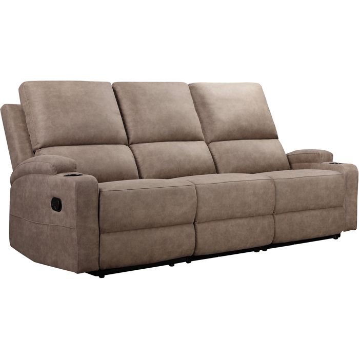 Dallas-canapé 3 Places Avec 2 Fauteuils Relax Manuels En Microfibre Taupe Dallas-canapé 3 Places Avec 2 Fauteuils Relax Manuels En Microfibre Taupe
