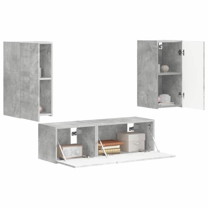 Promo 2026Jeu de meuble TV mural 4 pcsbanc TV meuble hifividaxlTABLE TV Gris béton - Bois dingénierie - M6072000