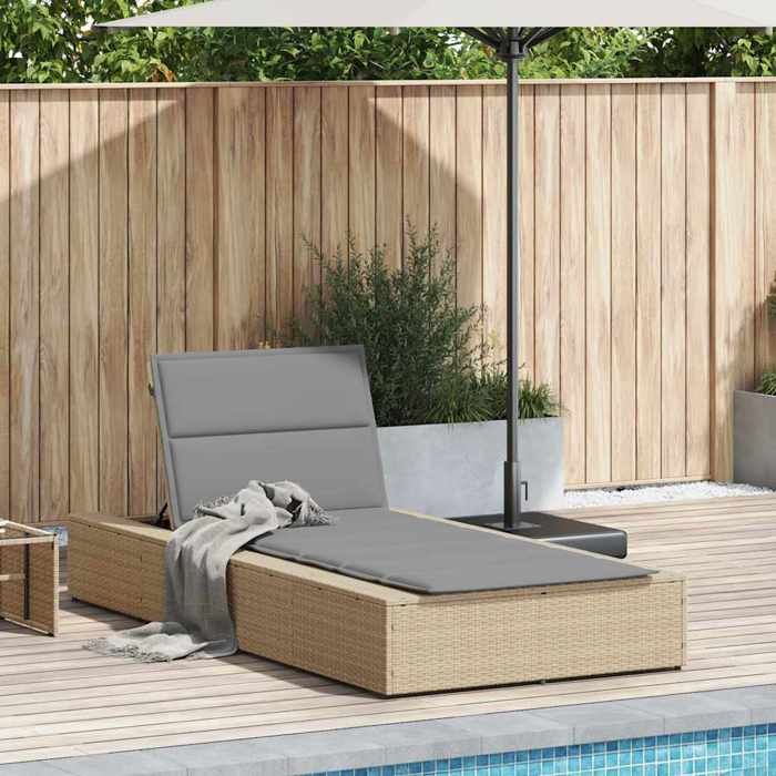 STAR SALE® Transat avec coussin - Résistance aux UV - flottant - beige résine tressée 210x100x27.5/47/67/79 cm T4813