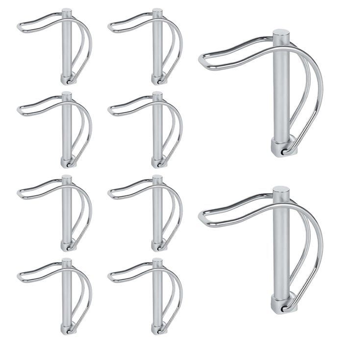 Lot de 10 Goupilles de Verrouillage Forme D (8x50 mm), Acier Galvanisé Lot de 10 Goupilles de Verrouillage Forme D (8x50 mm), Acier Galvanisé