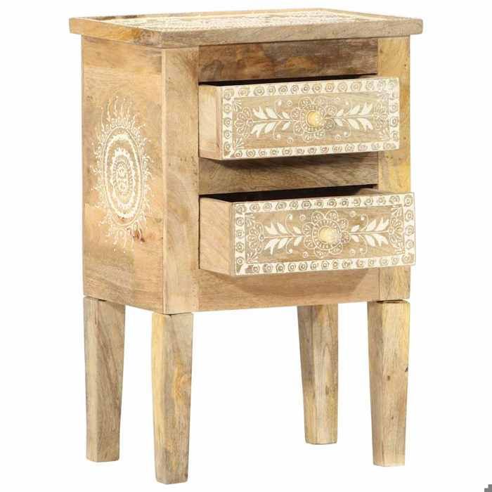 En solde 1x Armoire de nuit moderne - UU - Petit commode/placard - peinte à la main 40x30x60 cm Bois de manguier L2726