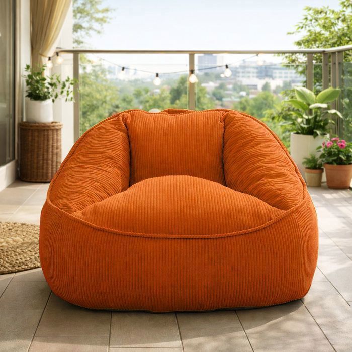 Fauteuil Bean Bag Poire Design - Pouf Relax Ergonomique Multi-Position Salon Chambre Jardin - Orange