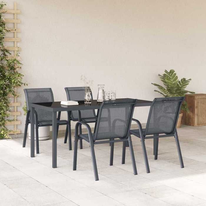 Chaises empilables de jardin 4 pièces Meuble de jardin protection UV Gris Tissu textilène - (55x65x89 cm) 2h6I5x