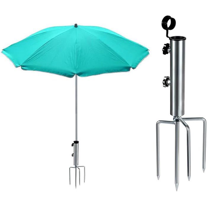 Support de Parasol Amovible Support de Parasol de Plage Prise de Terre de Parasol en Acier Inoxydable Support de