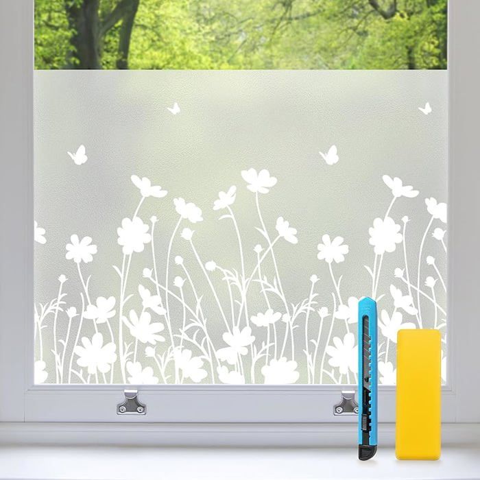 Film Fenetre Anti Regard Film Occultant Fenêtre Motif Fleurs Dépoli 105 × 120cm Bon Intimité Anti 105 x 120cm Fleurs (Dépoli)