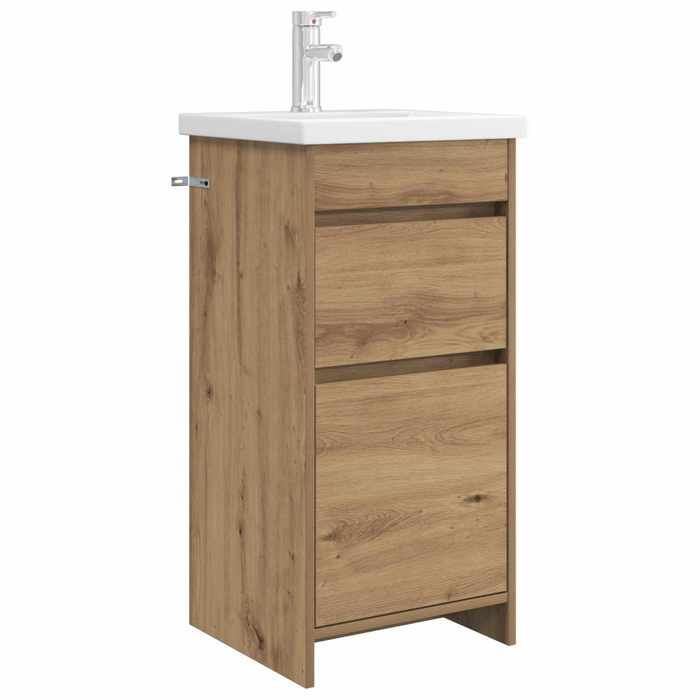 Meuble vasque - Meuble de salle de bain avec évier - vidaXL - bois dingénierie - chêne artisanal - 42 x 40 x 845 cm - 2 tiroirs 33