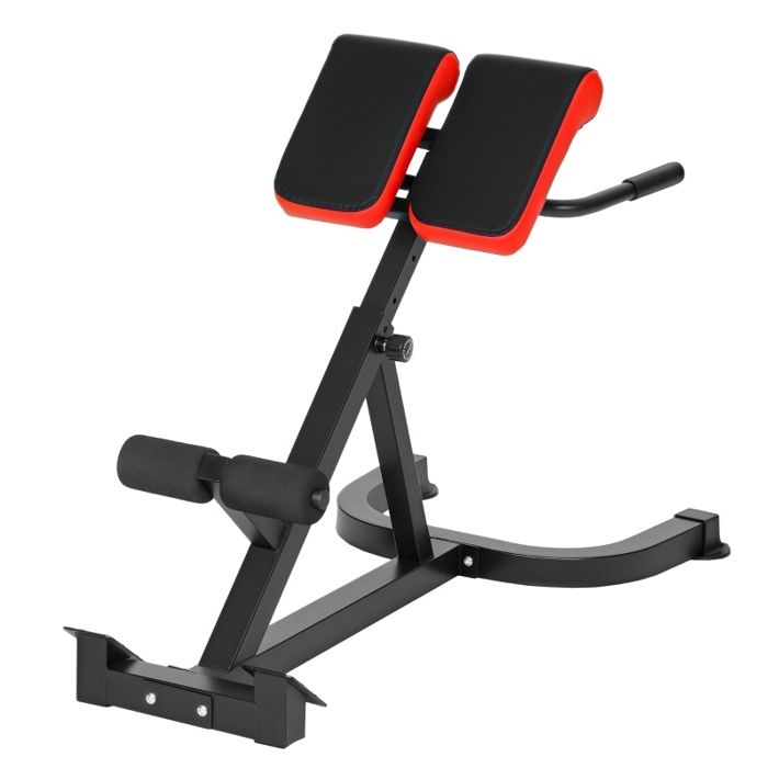 Chaise romaine banc dhyperextension reglable EVRYAE 62 x 112 x 88 cm pour entrainement du dos acier rouge et noir