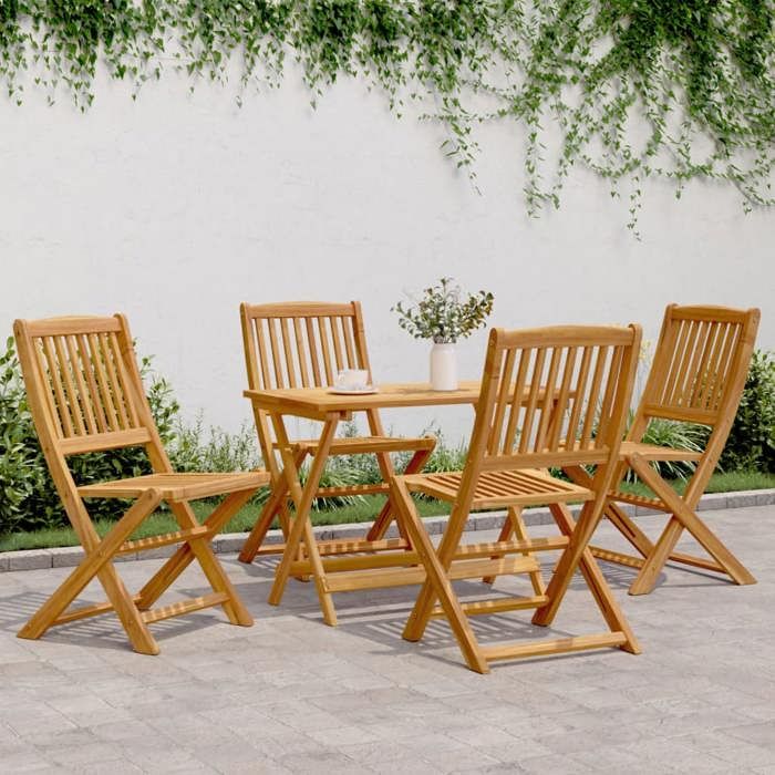 VIDAXL Ensemble Table avec chaises jardin pliable (5 pcs) - ANTI-UV - bois massif d’acacia 48.5x57x91 cm M2651