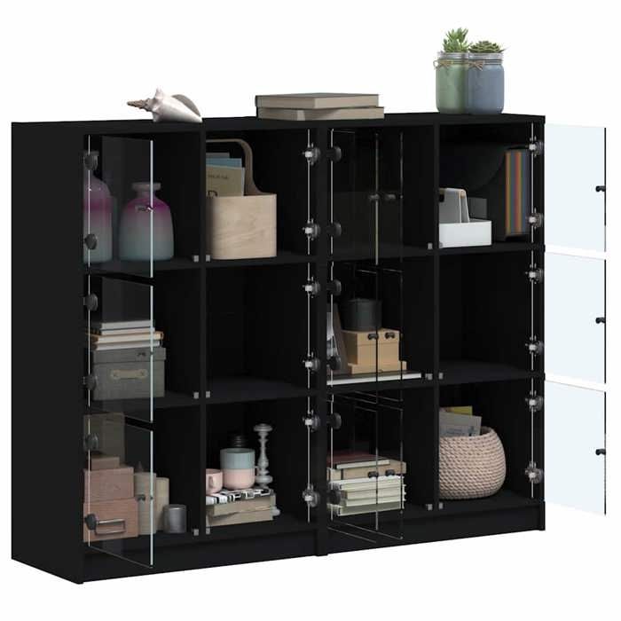 Noir Commode Salon CHIC Bibliothèque/buffet avec stockage avec portes noir 136x37x109 cm bois dingénierie N17145