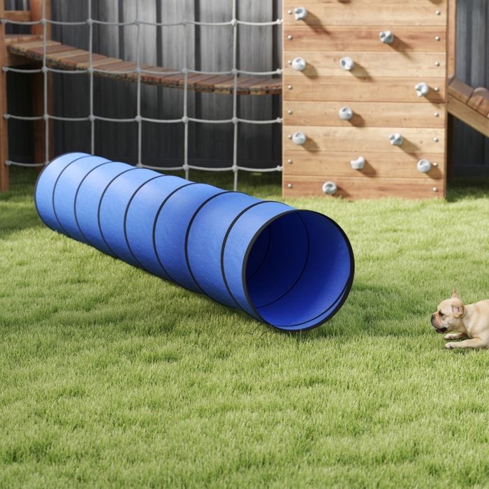 ROVRYN Tunnel d’agility pour chien 300 x 50 cm pop-up pliable bleu avec 4 piquets et sac