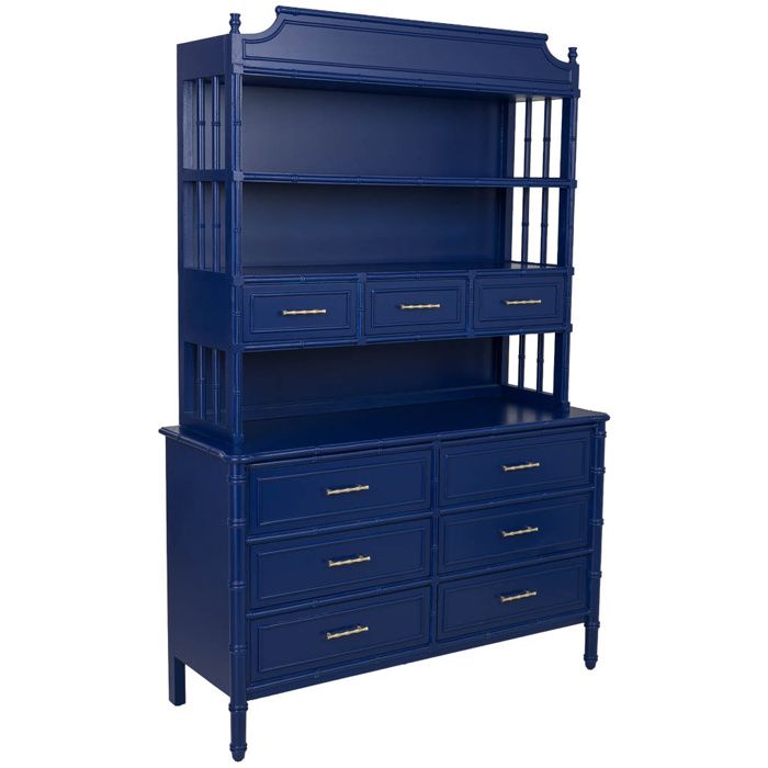 Bibliothèque en bois bleu 129x48x193 cm h Bibliothèque en bois bleu 129x48x193 cm h