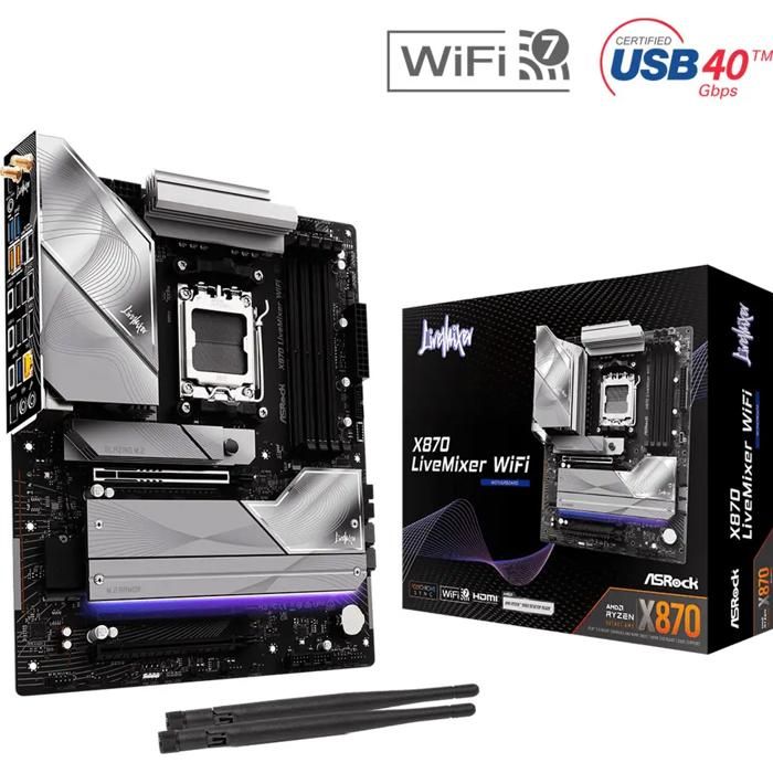 Asrock X870 LiveMixer WiFi AMD X870 Emplacement AM5 ATX - vue 2
