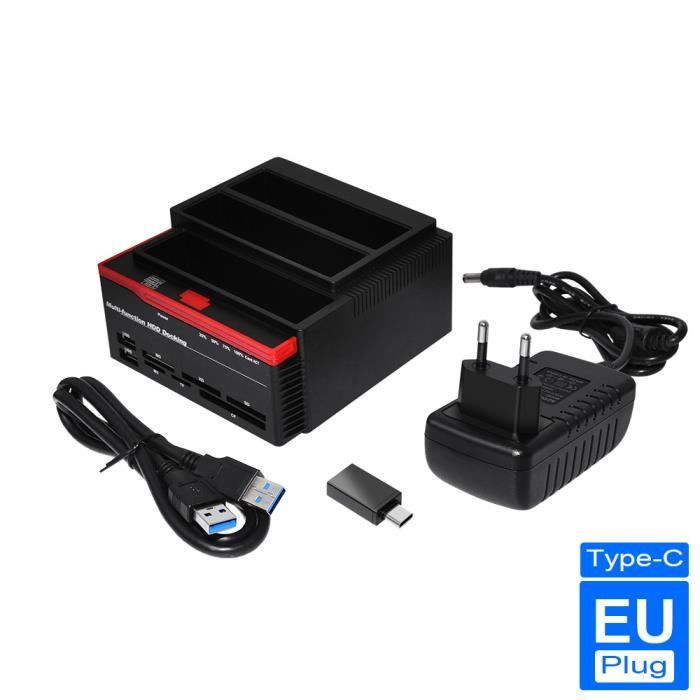 Station D'Accueil Double HDD IDE/SATA USB 2.0 - Clone, Lecteur Carte SD/CF/XD, 2 Ports USB Hub, Pour 2.5" & 3.5"