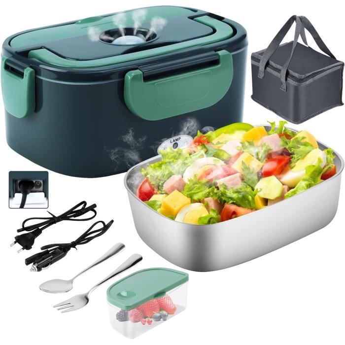 Lunch Box Chauffante 220V, 1.5L Électrique Acier Inoxydable Chauffage