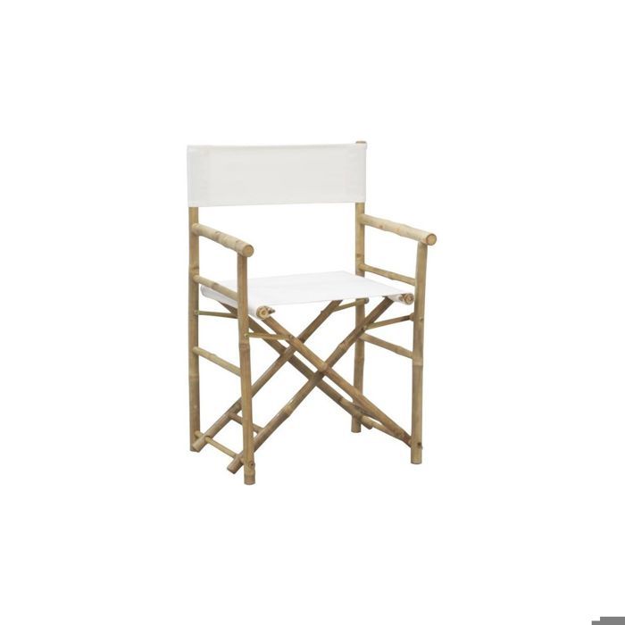 fauteuil metteur en scène pliant en bambou et coton 58x48x90cm - meuble de jardin