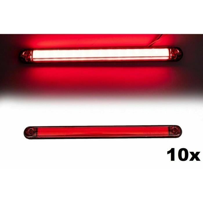 Lot de 10 Feux de Position Neon 12 LED Rouge Puissant Pour Camion Basculant Bus