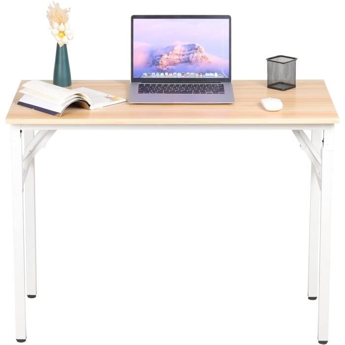 76CM Lusesse Ausla Bureau Enfant Blanc,Meuble Bureau Informatique pour Ordinateur à roulettes avec Grand Support Clavier Coulissant 80 49.5 
