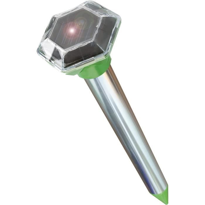 Répulsif Taupe Solaire 2 Pièces - Anti-taupe à Vibrations Et Ultrasons - Éloigne Taupes, Campagnols, Souris - Étanche IP65 - Installation Facile Sans Fil