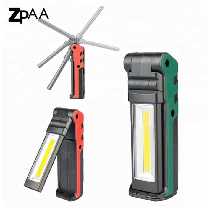 Lampe COB Portable Rechargeable USB - Lumière De Secours étanche IP66 - Support Rotatif 180° - Pour Camping, Bricolage