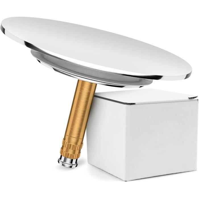 Bouchon De Baignoire Universel En Laiton Ø72mm - Double Joint Silicone - Réglable 4.2-5.9cm - Pour Évacuations 42-44mm