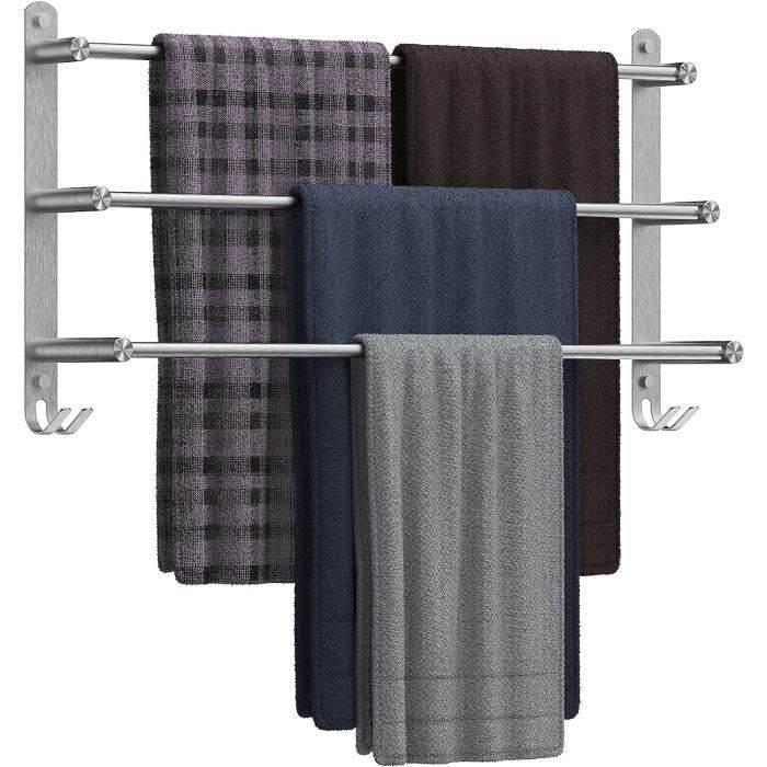 Porte-serviettes Mural Double Couche En Aluminium Spatial 50 Cm - Blanc, Pour Salle De Bain Ou Cuisine