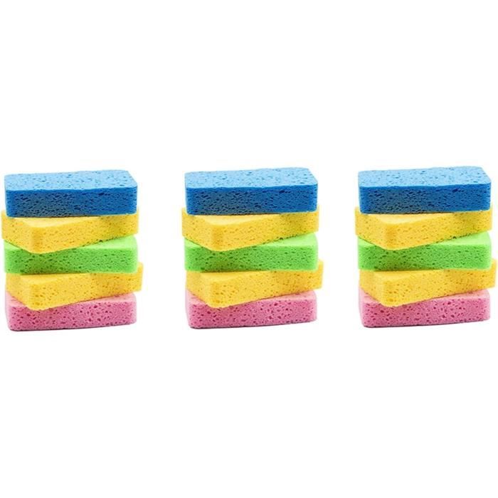 Lot 5 Grandes Éponges Cellulose Cuisine Anti-Rayures - Éponges Vaisselle Multi-Usages Couleurs Vives
