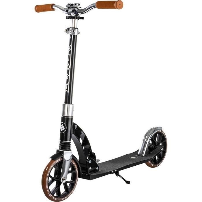 Trottinette Adulte Pliable Avec Frein Main Et Pied - Capacité 150 Kg - Hauteur Réglable - Panier Inclus - Noir - Idéal Pour La Ville