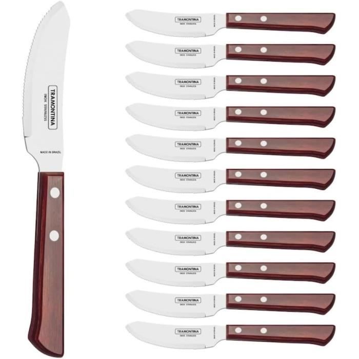 Couverts 24 Pièces Tramontina - Manche En Technobois Rouge, Lame Inox - Lave-vaisselle Safe - Garantie 5 Ans - 8