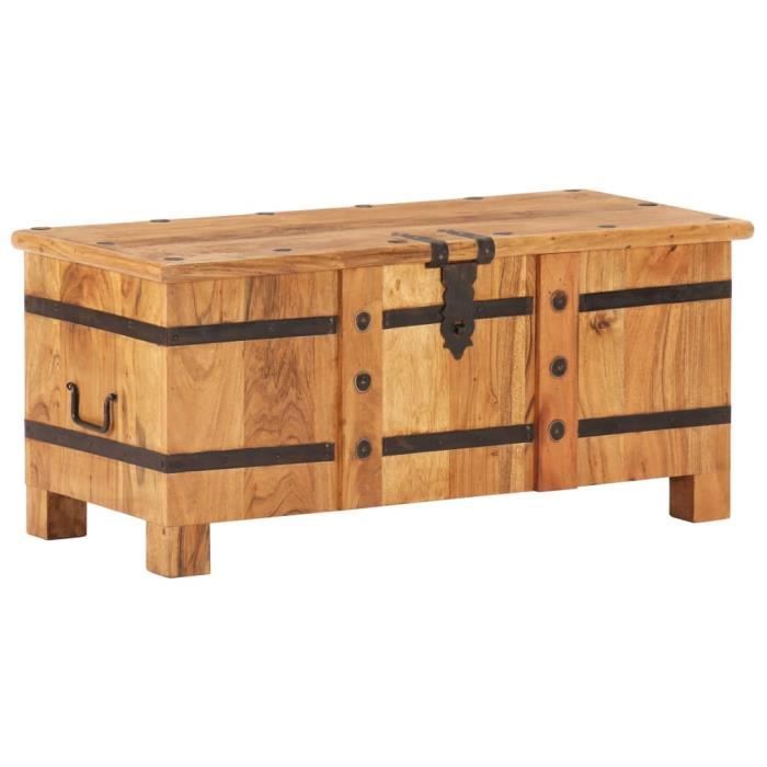 Coffre - HAO - 90x40x40 cm - Bois dacacia massif - Verrouillable - Durable Coffre - HAO - 90x40x40 cm - Bois dacacia massif - Verrouillable - Durable