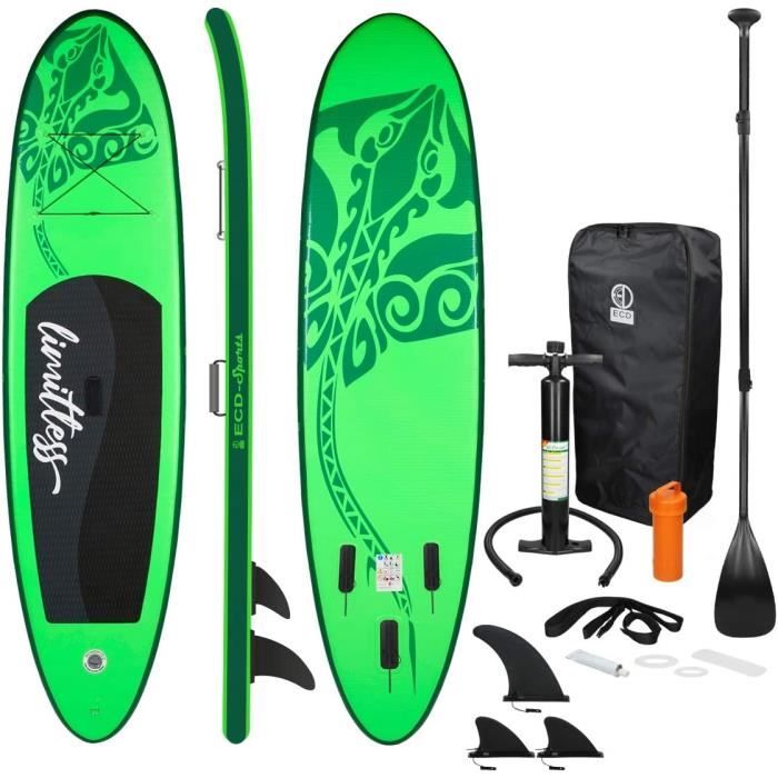 Planche SUP Gonflable MalTec 320x81x15 Cm + Siège Kayak – Kit Complet 2-en-1 SUP/Kayak Bleu Jusqu'à 150 Kg