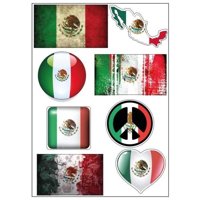 4 x Autocollant sticker voiture moto valise pc portable drapeau mexique mexicain